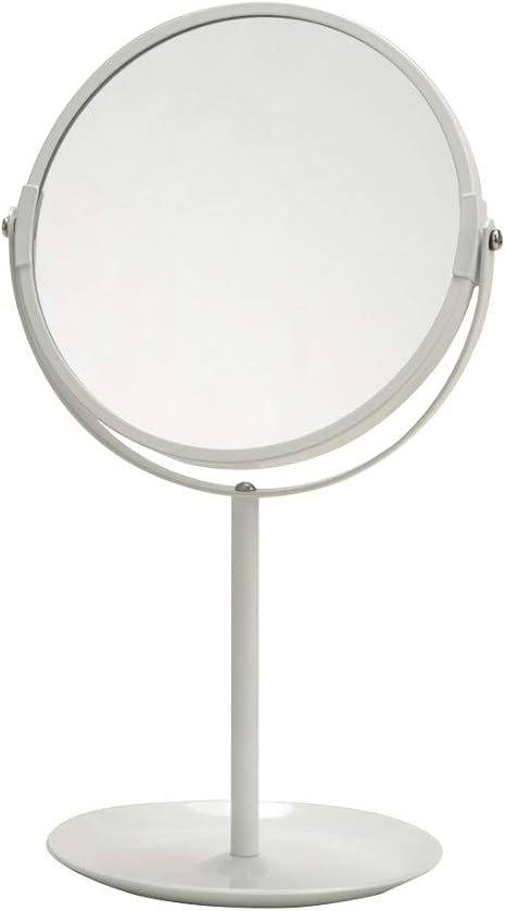 Amazon Co Jp ラウンド卓上ミラー 2way 3倍鏡 拡大鏡 丸型 飛散防止加工 角度調整可 収納トレイ付き スタンド メイク おしゃれ Nk 263 ホワイト 白 Ds ホーム キッチン