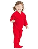 Footed Pajamas - Bright Red Infant Fleece