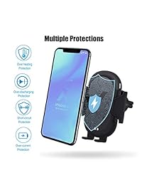 Cargador inalámbrico para automóvil, sensor de infrarrojos de sujeción automática, soporte para teléfono de carga rápida de 10W   7.5W   5W soporte de ventilación para automóvil, iPhone compatible 8 Xr Xs Máx. Galaxy S10   S9   S8   S6 Plus Nota 6 9 8 y m