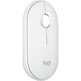 Logitech Pebble Mouse 2 M350s Slim Bluetooth Wireless Mouse, Portable, Customizable Button, Quiet Clicks, Easy-Switch for Windows, macOS, iPadOS, Android, Chrome OS - Tonal White (Renewed)
