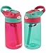 Contigo Kids Autospout Gizmo Water Bottles, 14oz (Cherry Blossom/Persian Green) - 2 Pack