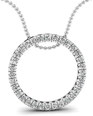 Silvernshine Jewels Floating circular Fashion Pendant Necklace White CZ &amp; Sterling Silver 925