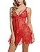 Avidlove Women's Babydoll Lingerie Sexy Bridal Lace Nightgowns Sheer Chemise Boudoir Nighty (Red, X-Large)