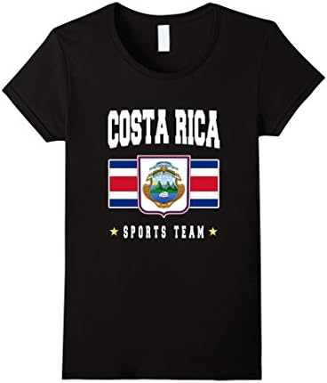 Women's Costa Rican T-shirt Costa Rica Pride Flag Tee Soccer Futbol Small Black