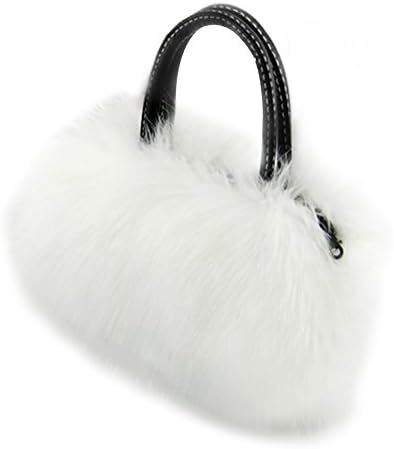 Plush Bag Winter Fluffy Leather Handbag Fashion Fur Messenger Bag for Ladies Women (White)