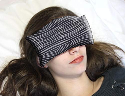 Handmade Eye Pillow by Candi Andi - Yoga/Therapy - Microwavable Hot/Cold - Flax Seed Filled - Colorful Satin Brocade and Crushed Velvet - Unscented or Lavender Scented - Carbon Zebra - TEPL-CZ
