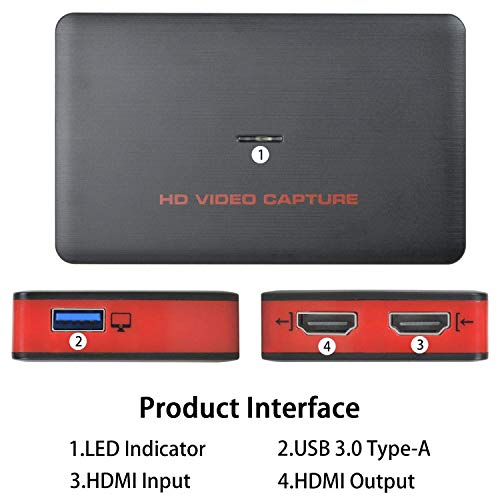 USB 3.0 HDMI HD Game Video Capture Card 1080P 60FPS Game Recorder Box Device Live Streaming for Windows Linux Os X System Xbox 360,Wii U,PC