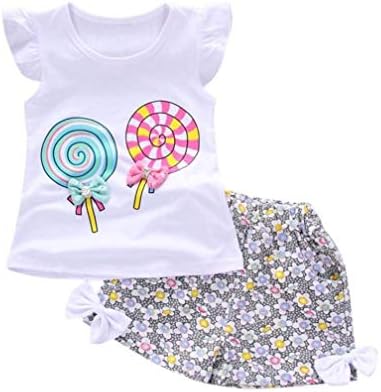 0-5 Years Kids Baby Girls Clothes Cute Heart-Shaped Print Bow Tops T Shirt + Pants Leggings 2Pcs Outfits Sets