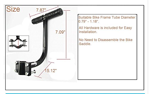 Bicycle Armrest Handrail, YIFAN Bike Child Safety Cycling Rear Saddle Handlebar - Black - Thumbnail 6