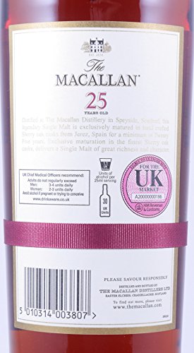 Macallan 25 Years Sherry Oak Highland Single Malt Scotch Whisky 43,0% - eine der wenigen Abfüllungen eines legendären Scotch – Bild 7