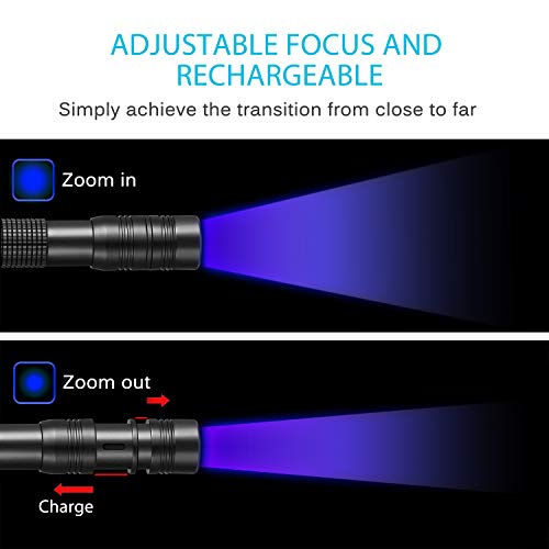 INFRAY Rechargeable Pen Flashlight Black Light, Zoomable, Small 395nm