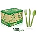 100% Compostable Forks, Spoons and Knives Biodegradable Cutlery Combo Set- 400 Large Ecofriendly Silverware Utensils with Tray
