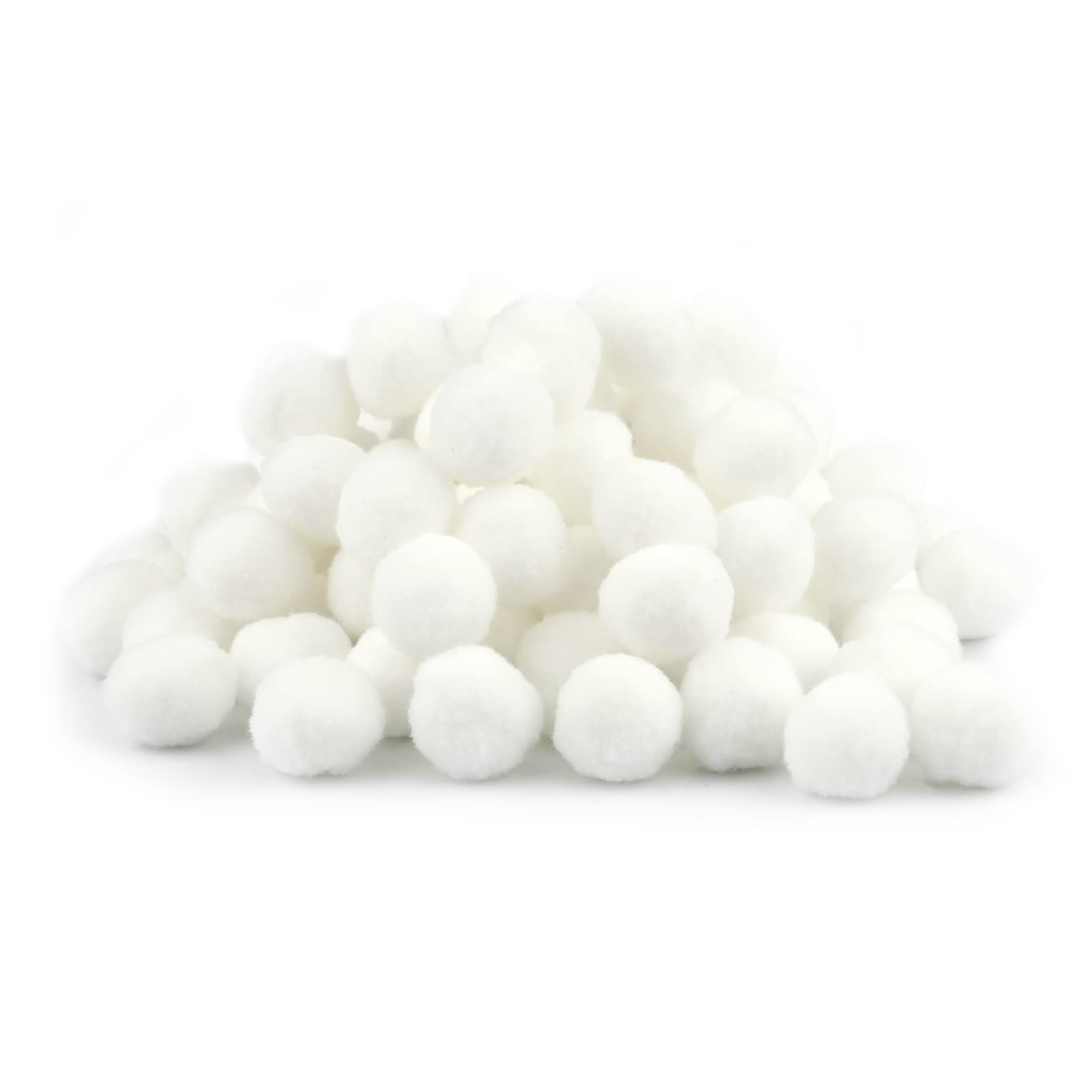 KINBOM 100pcs Craft Pom Poms 1 Inch Diameter, Soft Shaggy Pom Poms Balls for Arts and Crafts Pompoms Knitting Accessories for DIY Handicrafts Lovers (White)