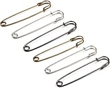 Safety Pins DIY Knit Sewing Tool - Heavy Duty Strong 3 Inch 6 One PVC Pack Steel Metal Spring Lock Pin Fastener for Scarf Poncho Cape Brooches Clothes Stole Quilting Blankets Kilts Crafts