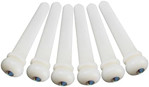 HJMusic 6pcs Acoustic Guitar Bone Bridge Pins End Pin with Pearl Shell Abalone Dot Inlay