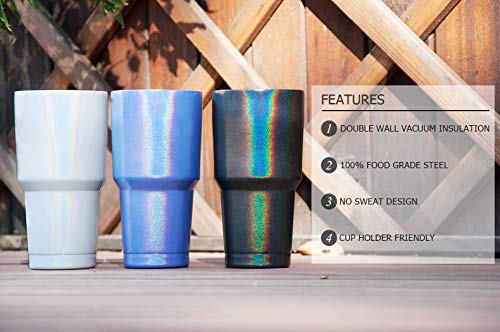 Toopify 30oz Stainless Steel Insulated Sparkle Black Tumbler Travel Mug with Straw Slider Lid, Cleaning Brush, Double Wall Vacuum