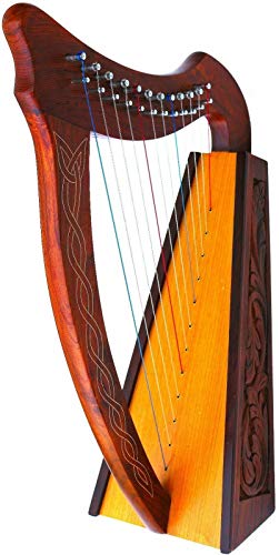 image for DEURA HARP CELTIC 12 STRINGS BABY LAP HARP with BAG DH-12B, ROSEWOOD