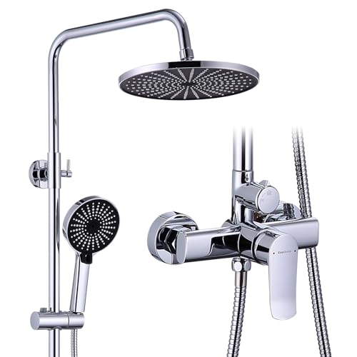 KeeGone Complete Non Thermostatic Shower Set - 26cm Rainfall Shower Head and Triple Function Hand Shower, No Thermostatic Mixer Tap