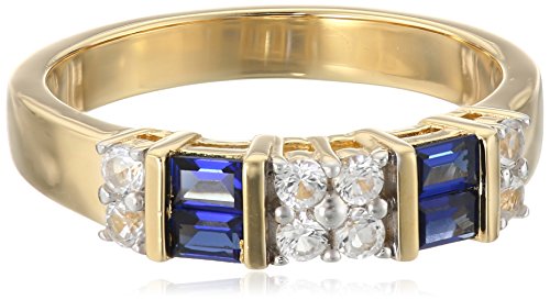 18k Yellow Gold Over Sterling Silver Created Blue And White