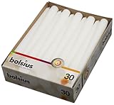 BOLSIUS Long Household White Taper Candles - 10-inch Unscented Premium Quality Wax - 7.5 Hour Long Burning Dripless Candles Bulk pack of 30 for Home Decor, Wedding, Parties and Special Occasions