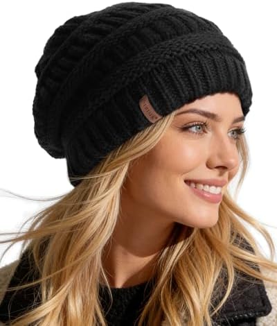 Womens Slouchy Beanie Hat Winter Warm Cable Knit Chunky  display picture 1