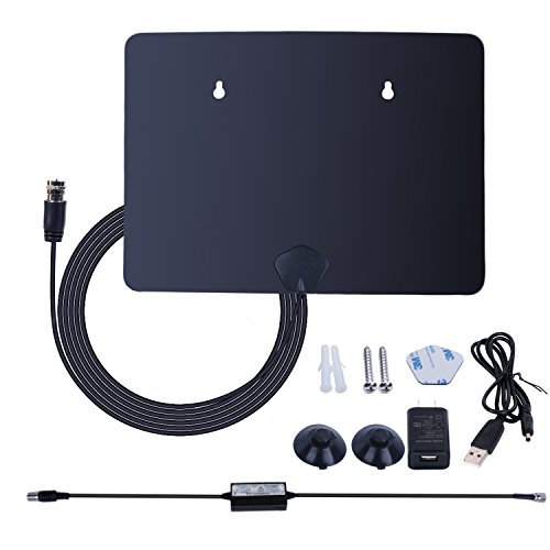 Alldio 50 Miles Range HDTV Digital Indoor TV Antenna with Detachable Amplifier Booster USB Power Supply High Reception 50-100 miles Antenna for TV