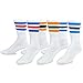 Men's Sports Stripes Cotton Half Cushion Crew Socks 3-pair Pack (White), Sock Size 10-13, Shoe Size 8-12