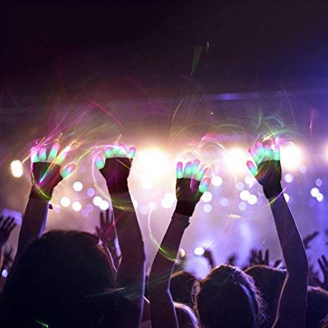 Children LED Finger Gloves, Ausein LED Flashing Light Gloves Colorful Glow Light Up Rave Gloves 3 Colors 6 Light Modes Flashing Novelty Toys for Kids with Extra Batteries, Pink