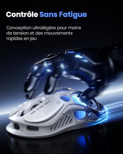 GravaStar Mercury M1 Pro Wireless Gaming Mouse, PAW3395 Ultralight Magnesium Gamer Mouse with Hollow Design, 26000 DPI, 4K Polling Rate, 2.4G/BT/USB-C, RGB & 5 Programmable Buttons - Gradient Black