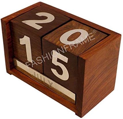 FASHIONFRAME® Wooden Never Ending Date Calendar for Office Desk