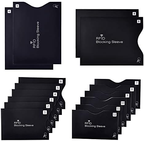 16-Pack RFID Blocking Sleeves Credit Card Holder, CEBE Credit Protection Sleeve Against Identification Theft & Credit Card Fraud (12 Credit Card Holders & 4 Passport Protectors)