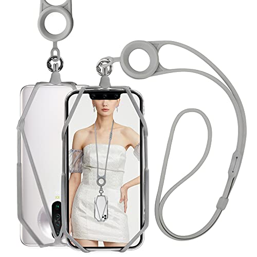 takyu Adjustable Phone Lanyard Neck Strap, Adjustable Strap for Cell Phone, Neck Crossbody Carrier Necklace For 4.7-7.1 inch phones, Compatible for iPhone, Samsung, HUAWEI and Most Smartphone Grey