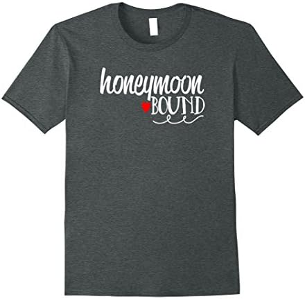 Mens Honeymoon Bound Cute Bride Groom Wedding Shirt Large Dark Heather