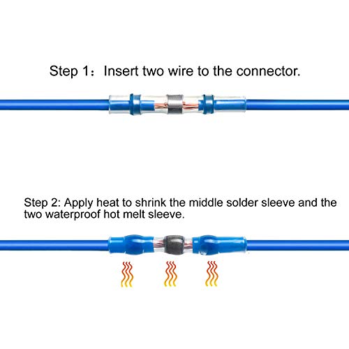 Joypea 240PCS Solder Seal Wire Connectors,Heat Shrink Butt Connectors,Automotive Marine Waterproof Solder Copper Wire Connectors,(40White 90Red 90Blue 20Yellow)