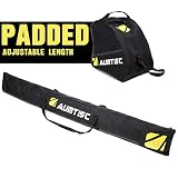 AUMTISC Ski Bag Padded 2 Piece Ski and Boot Bag Combo for 1 Pair of Ski Boots Adjustable Length Ski Bag Up to 200cm (Black)