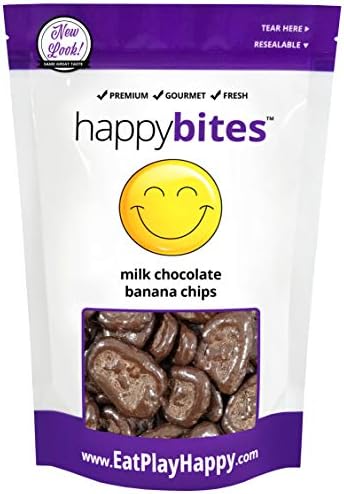 Happy Bites Milk Chocolate Covered Banana Chips - Resealable Pouch Bag (12)