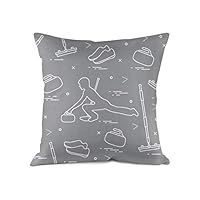 JECIA HOLDER Throw Pillow Case Decorative Cushion Cover Square Pillowcase, Curling Sport Shoes Broom Stone Athlete Sofa Bed Pillow Case Cover(18x18inch) Twin Sides