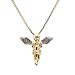 Expression Jewelry Gold Tone Sparkled Silver Stardust Wings Hip Hop Guardian Angel Necklace (Gold Tone Angel Pendant - Silver Wings)