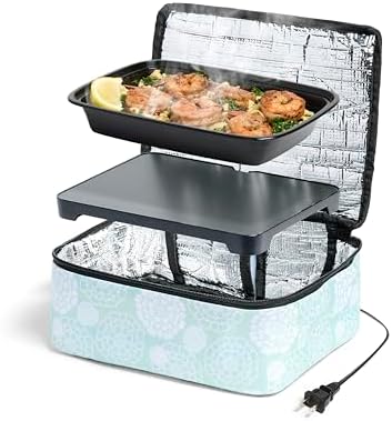 HotLogic Mini Portable Oven Aqua Floral Food Warmer for Home & Office