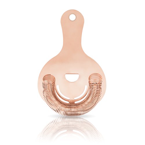 Viski Copper Hawthorne and Bartending Strainer - Stainless Steel Bar Cocktail Strainer for Drinks with Handles