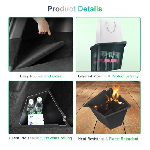 [Enhanced] GAFAT Tesla Model Y Juniper 2025 2026 Trunk Organizer, Model Y 2025 Trunk Storage Box, Waterproof TPE with Flocked Lid, Tesla Model Y 2025 Accessories (Pack of 2)