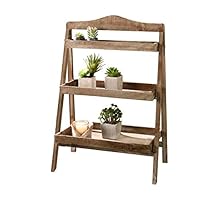 Foldable Wooden Plant Stands for Indoor Outdoor or Greenhouse, Three Shelves