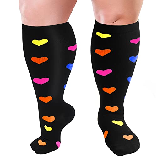Plus Size Compression Socks Wide Calf For Women Men 20-30 mmhg