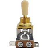 FLEOR 3 Way Guitar Toggle Switch Pickup Selector Golden Metal with Cream Plastic Tip