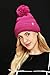 RSJewel Reflective Beanie Hat Enhanced Visibility Cold Weather Running Beanie Cap One Size (Fuschia with Pom Pom)