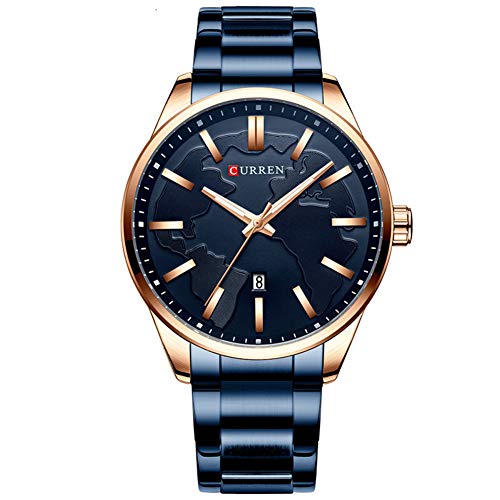 Curren 8366 - Reloj de pulsera para hombre, diseño de fecha, acero y cuarzo, color azul