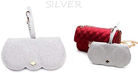 UVdo-Lady's Leather Cute fashion Sunglasses Case Eyeglasses Bag Handbag Ornament Charm Decoration Pendant Gift (silver)