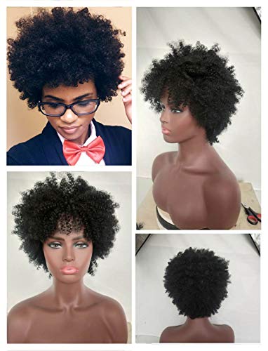 Naseily Short Black Afro Kinky Curly Synthetic Wigs For Black