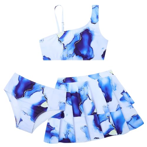 RAISEVERN Girls Bathing Suit Size 7-8 3 Piece Swimsuit Marble Bikini Sets at Amazon