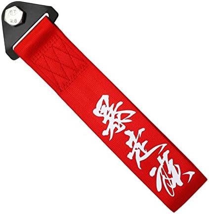 1pc 28cm X 4.8 cm Modified JDM hellaflush "Maru-So" Towing Ropes Universal Racing car tow straps for Honda Toyota Acura Civic Fit Prelude Integra RSX VW BMW (Red)
